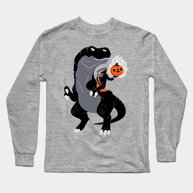 Headless Horseman Riding a Dinosaur Long Sleeve T-Shirt by TaylorRoss1